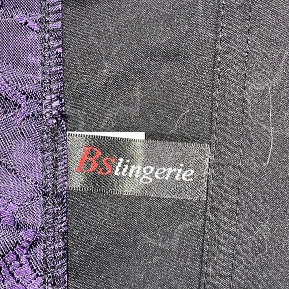 Gothic Purple Lace Corset Bustier Top 2XL Black Ribbon Trim Cosplay Witchy - Picture 6 of 10